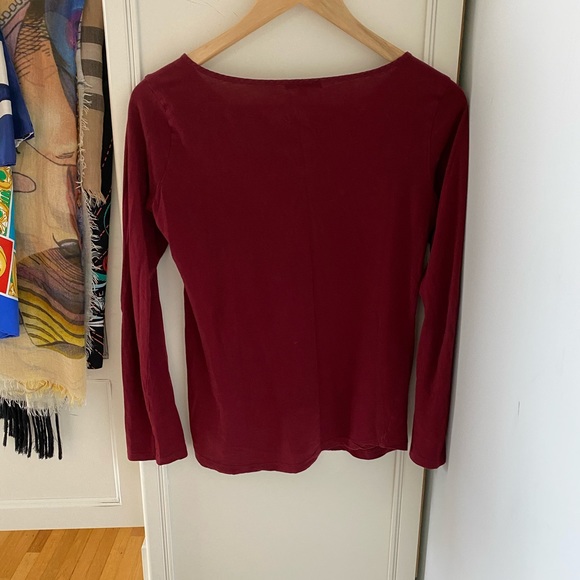 Massimo Dutti Women's Top Burgundy Tee - Long Sleeve - Picture 4 of 5